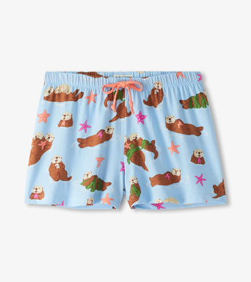 Little Blue House Women's Happy Otters Sleep Shorts